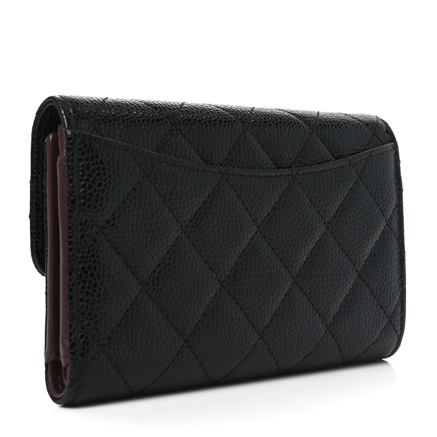 Caviar Quilted Medium Flap Wallet Black