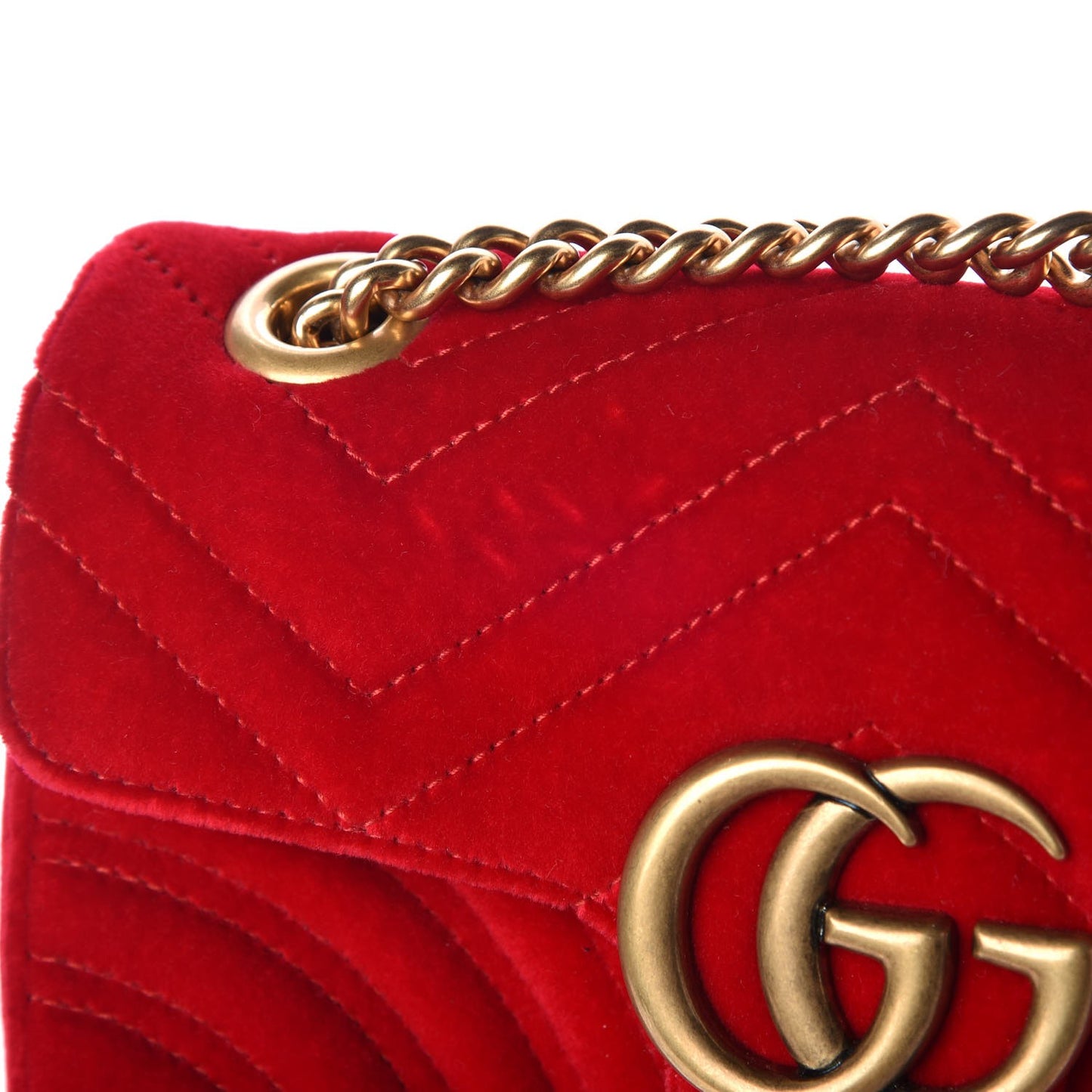 Velvet Matelasse Mini GG Marmont Shoulder Bag Hibiscus Red