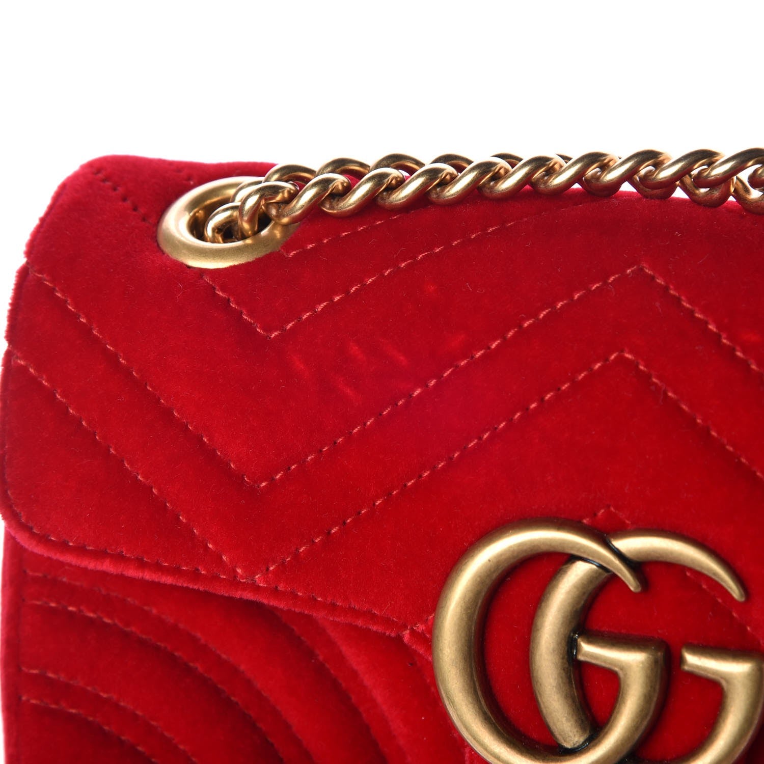 Gucci Velvet Matelasse Mini GG Marmont Shoulder Bag Hibiscus Red 6 of 8