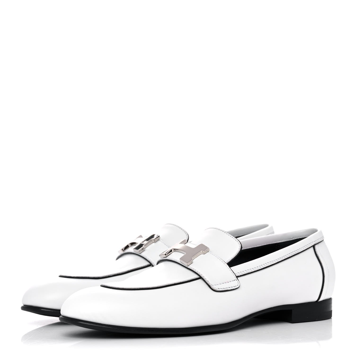 Hermes Calfskin Womens Paris Loafers 36.5 White 3 of 9