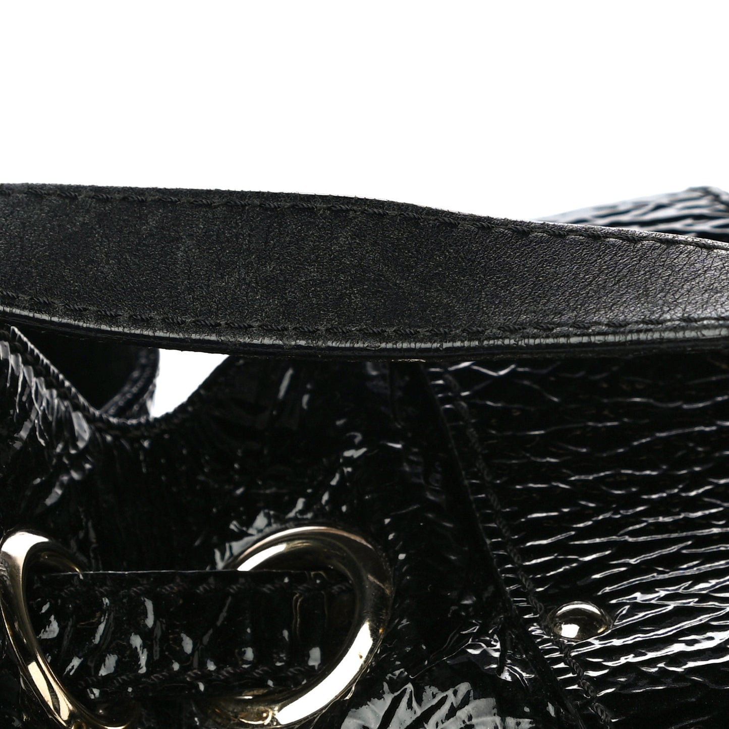 Crushed Patent Riki Bag Black