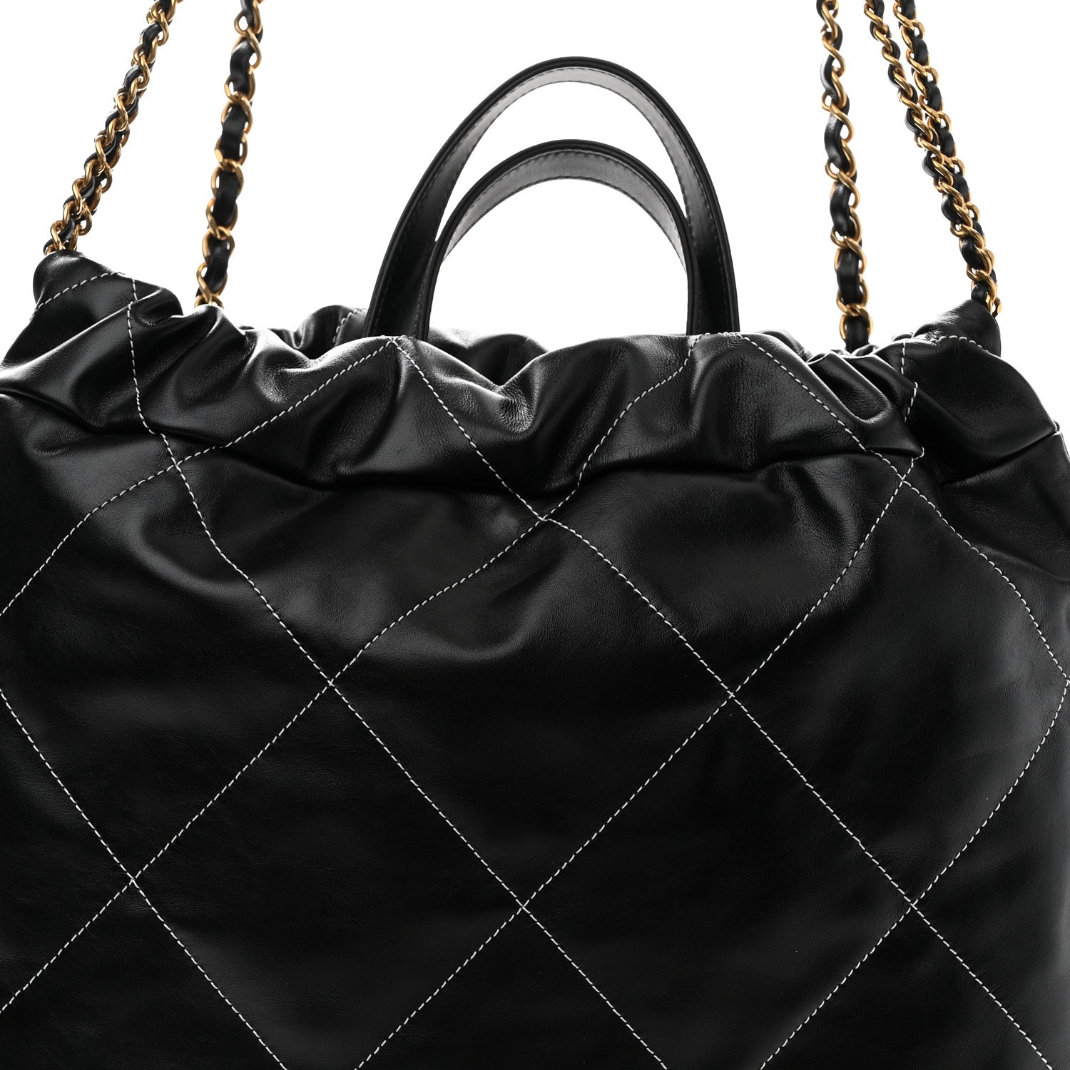 Chanel Shiny Calfskin Stitched Quilted Chanel 22 Backpack Black 8 of 11