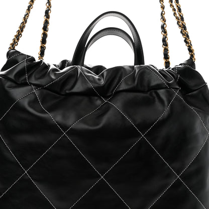Chanel Shiny Calfskin Stitched Quilted Chanel 22 Backpack Black 8 of 11