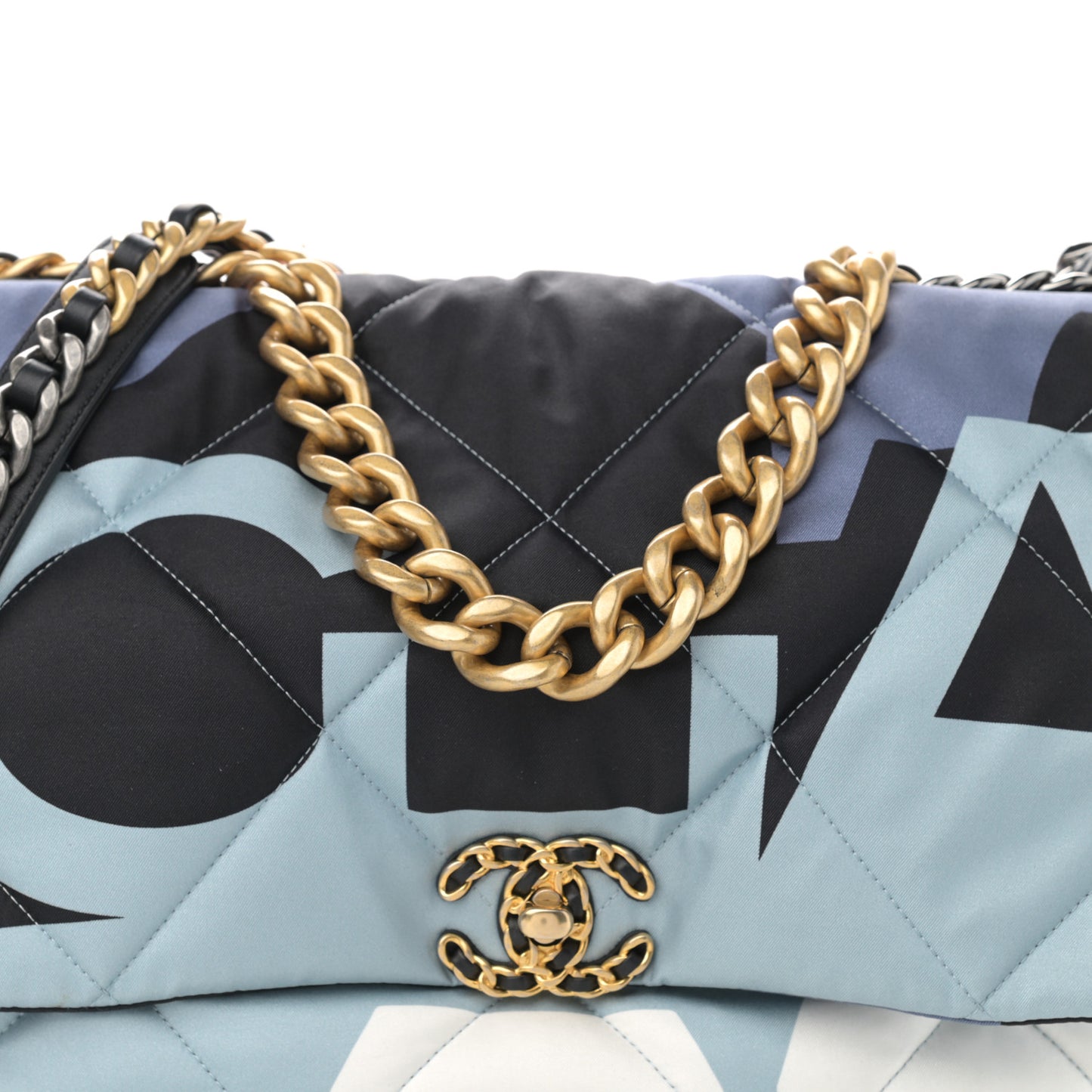Silk Maxi Scarf Chanel 19 Flap Black Blue White
