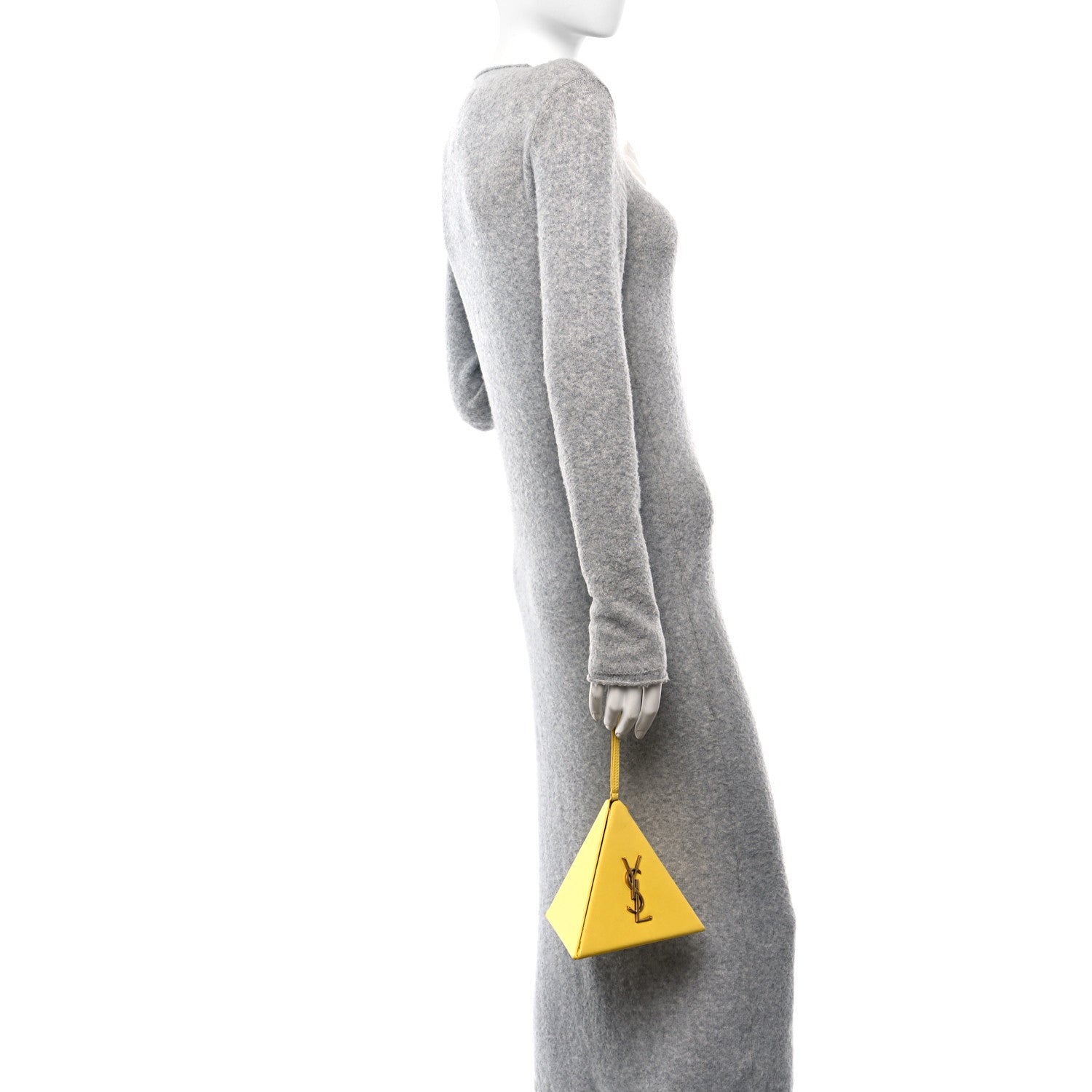 Saint Laurent Lambskin Pyramid Clutch Yellow 2 of 13