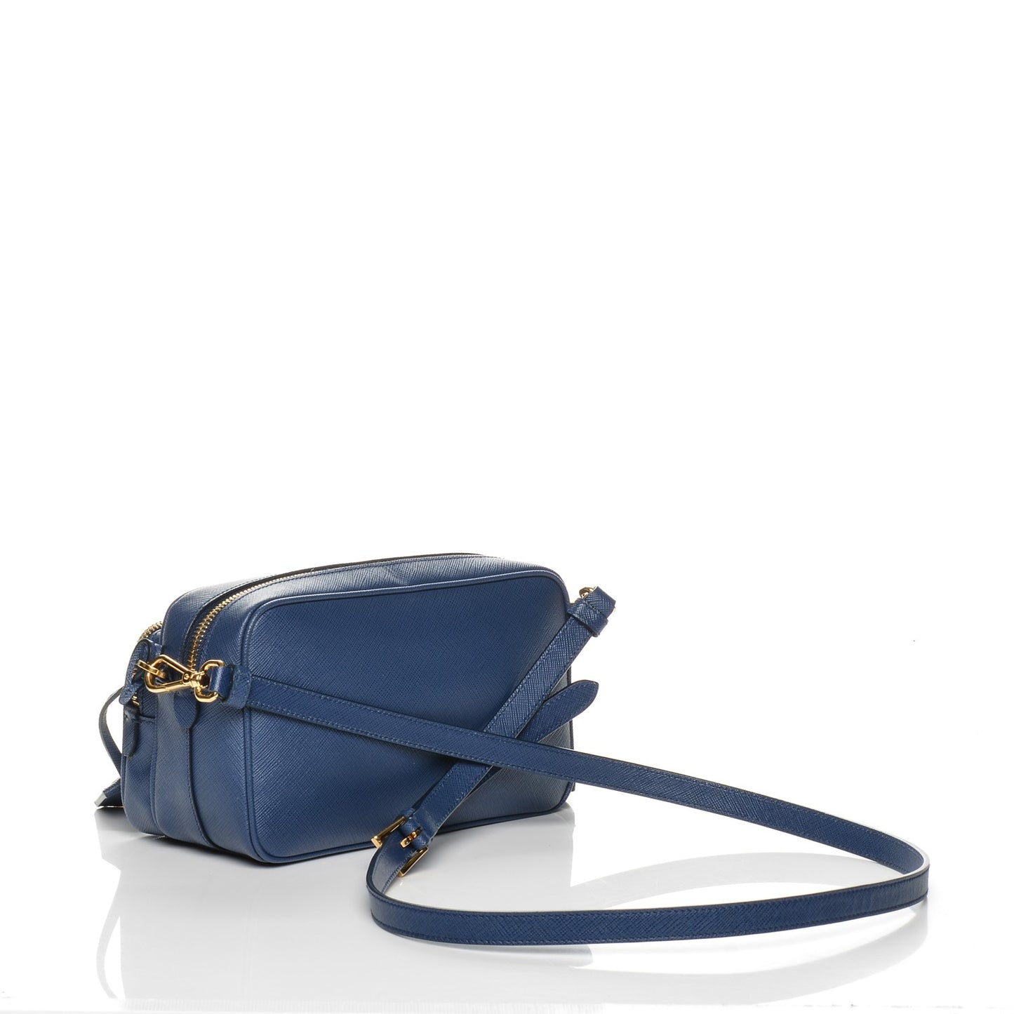 Saffiano Lux Double Zip Crossbody Bag Bleuette