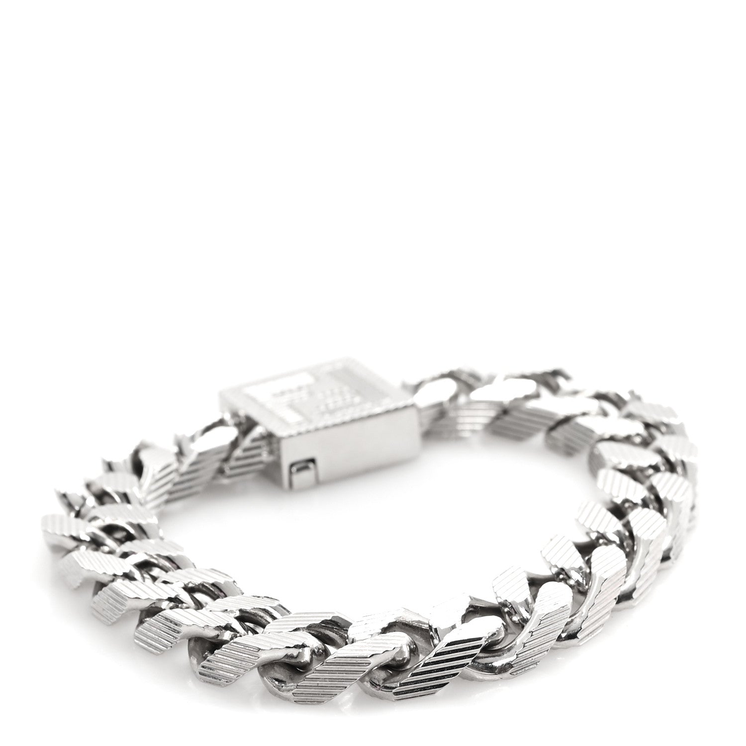 Fendi Metal FF Curb Link Bracelet Silver 3 of 4