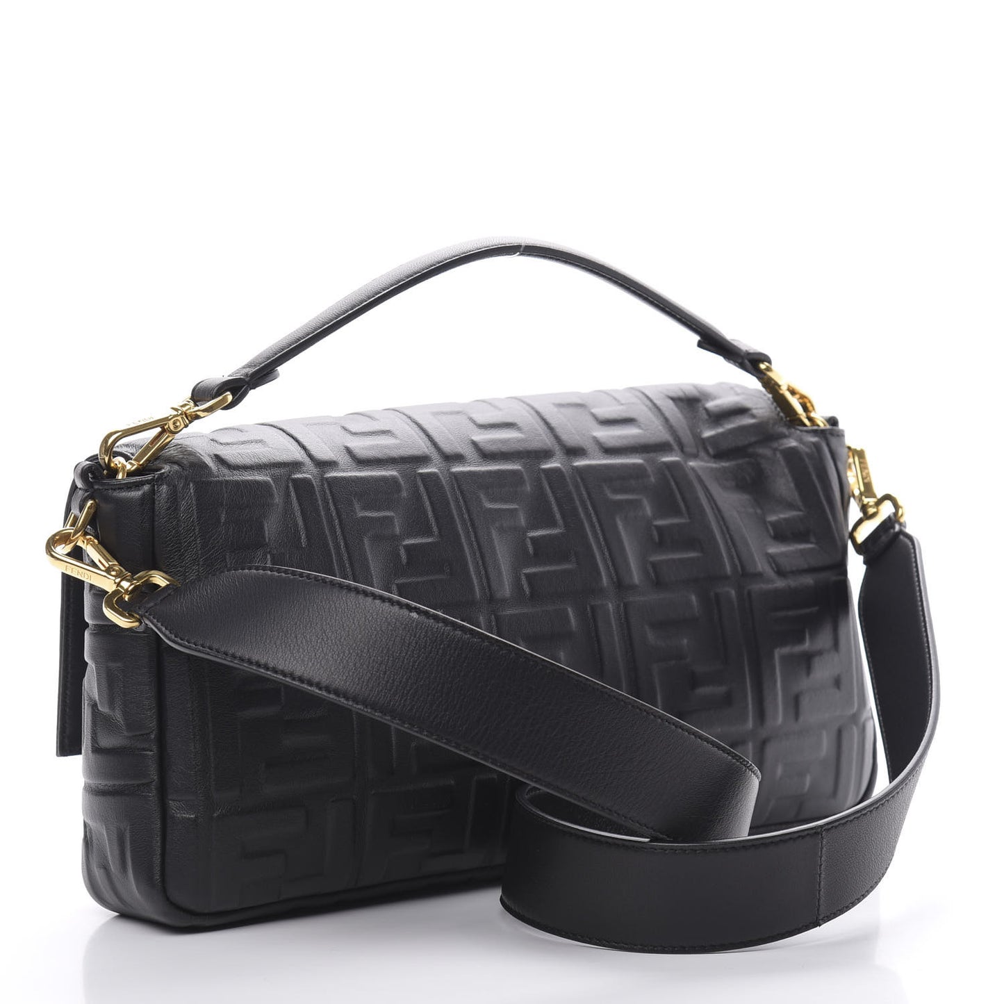 Nappa FF 1974 Embossed Large Baguette Black