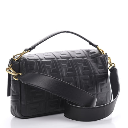 Fendi Nappa FF 1974 Embossed Large Baguette Black 3 of 10