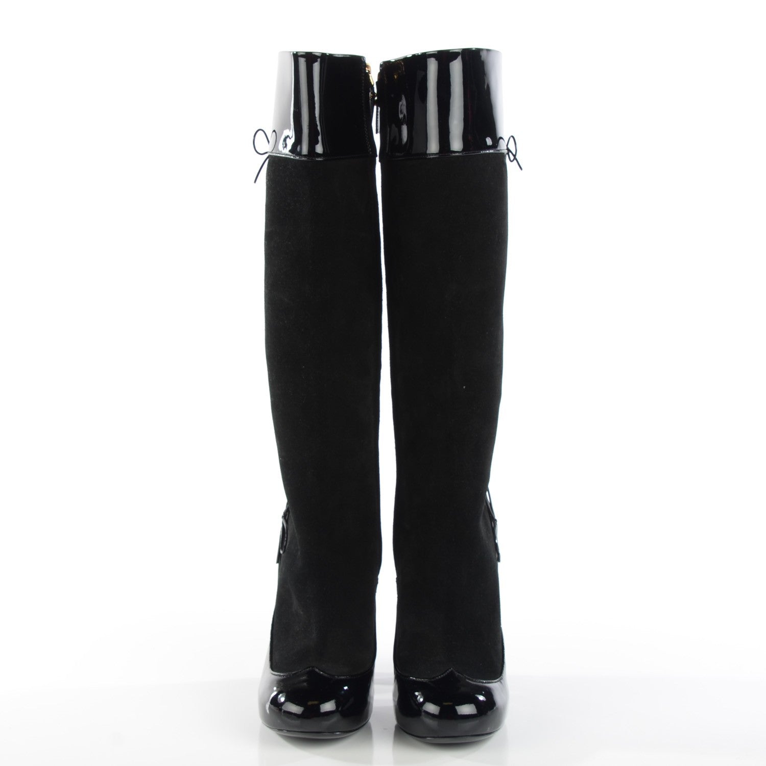 Louis Vuitton Patent Suede High Boots 39 Black 2 of 8