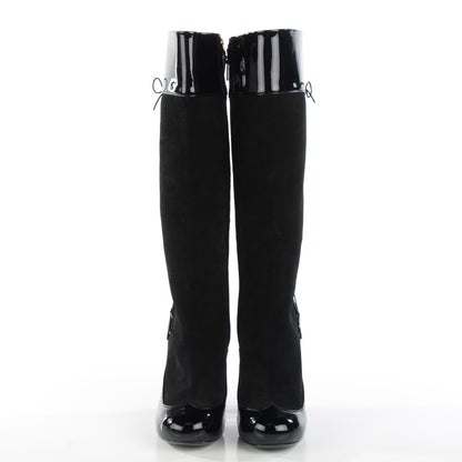 Louis Vuitton Patent Suede High Boots 39 Black 2 of 8