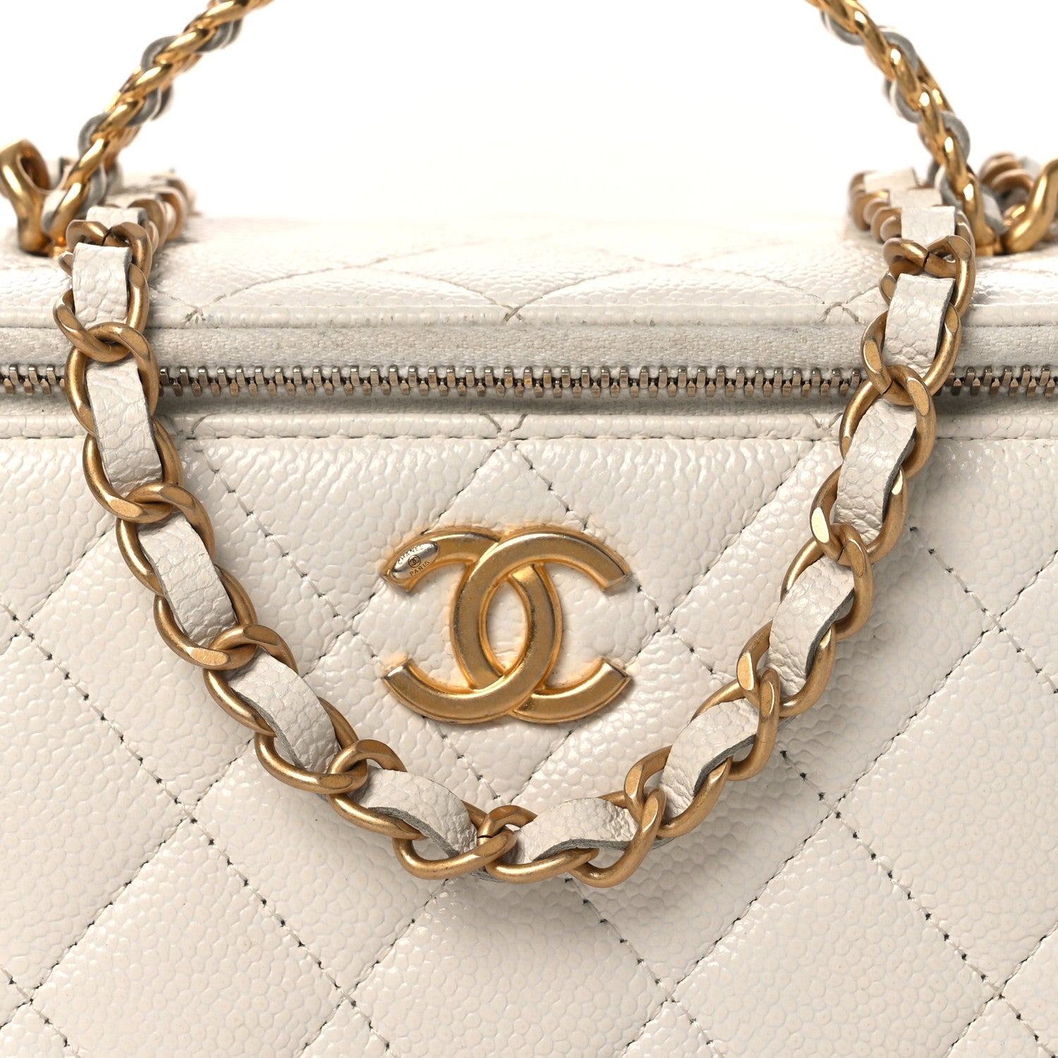Chanel Shiny Caviar Quilted Pick Me Up Vanity Case White 7 of 11