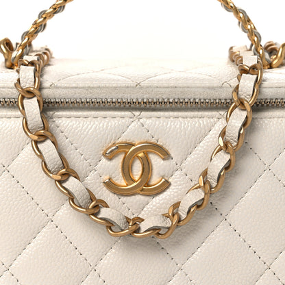 Chanel Shiny Caviar Quilted Pick Me Up Vanity Case White 7 of 11