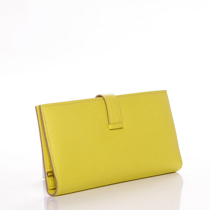 Hermes Chevre Mysore Bearn Gusset Wallet Lime 3 of 6