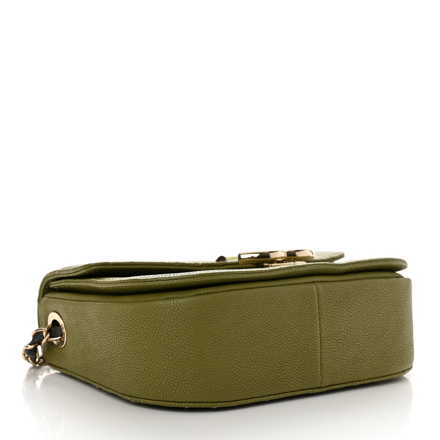 Grained Calfskin Quilted Small Cuba Top Handle Flap Khaki