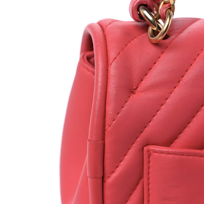 Chanel Lambskin Reverse Chevron Quilted Mini Round Top Handle Flap Bright Pink 17 of 17