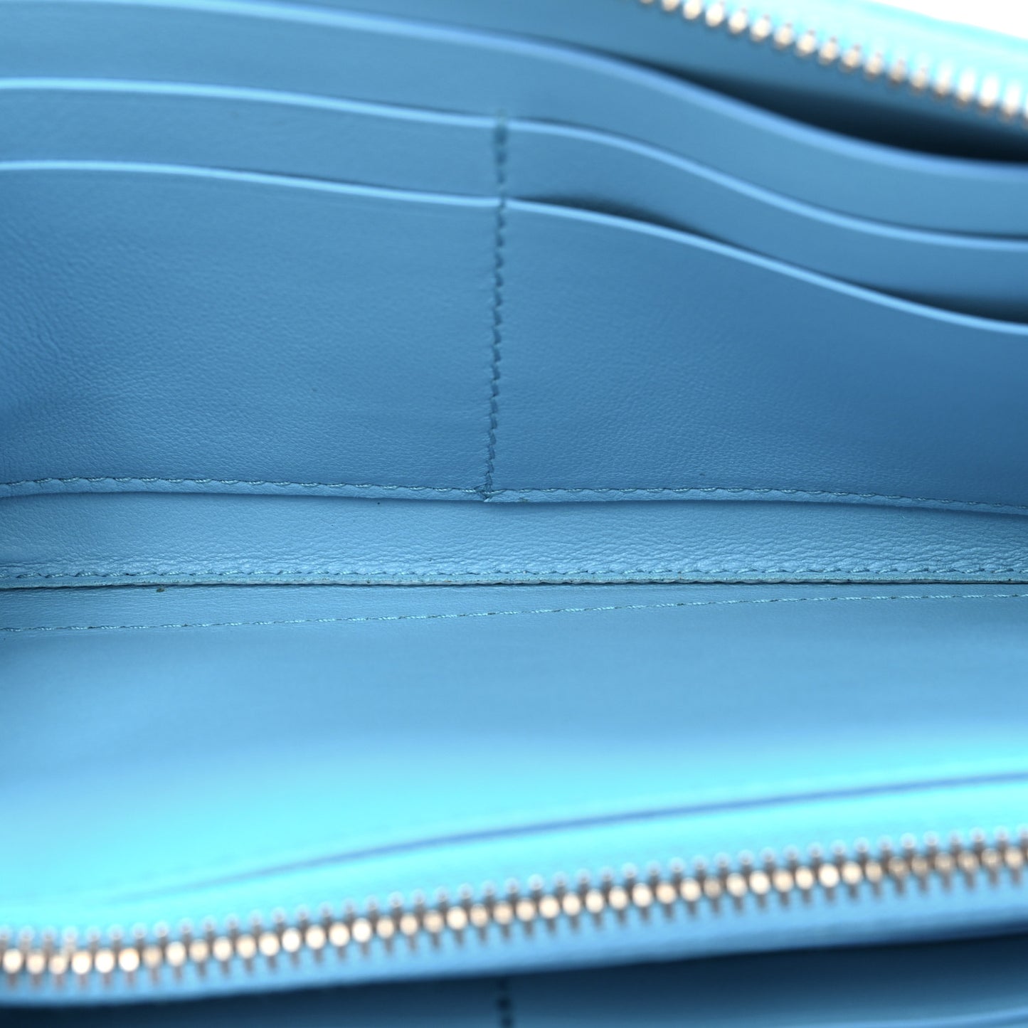 Nappa Intrecciato Zip Around Wallet Sky Blue