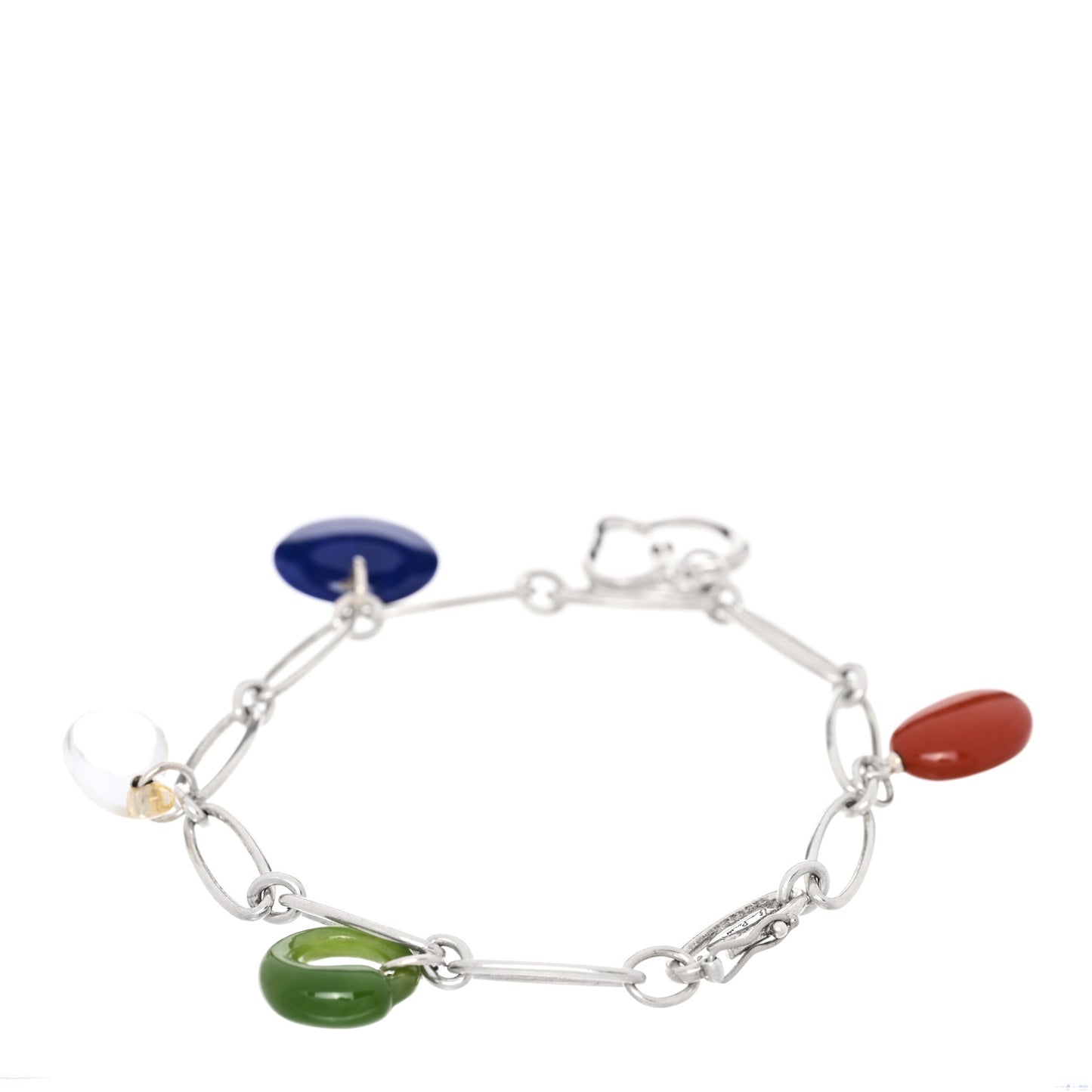 Sterling SIlver Multi Gemstone Elsa Peretti Five Charm Bracelet
