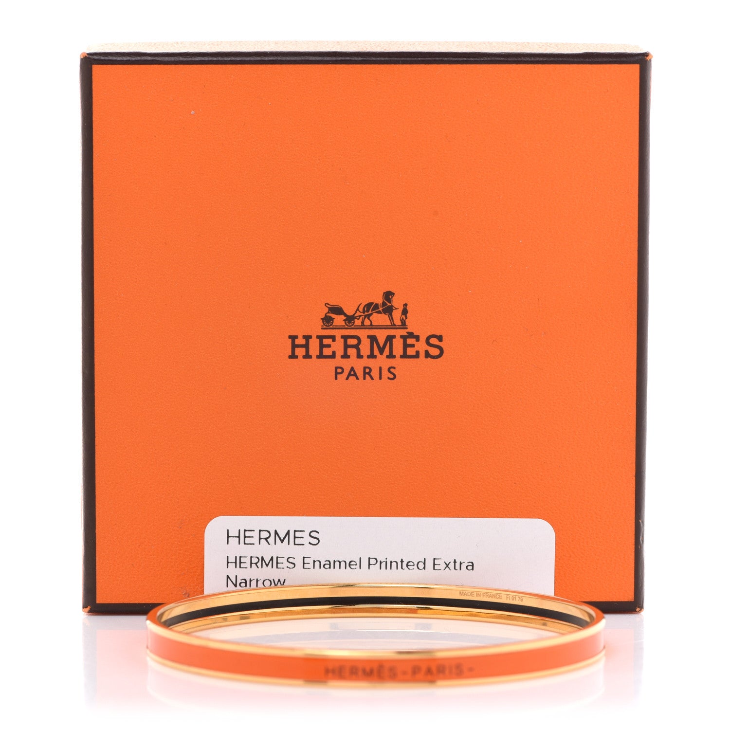 Hermes Enamel Printed Extra Narrow Plain Bracelet 70 Orange 6 of 6