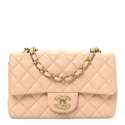 Chanel Lambskin Quilted Mini Rectangular Flap Beige 1 of 10