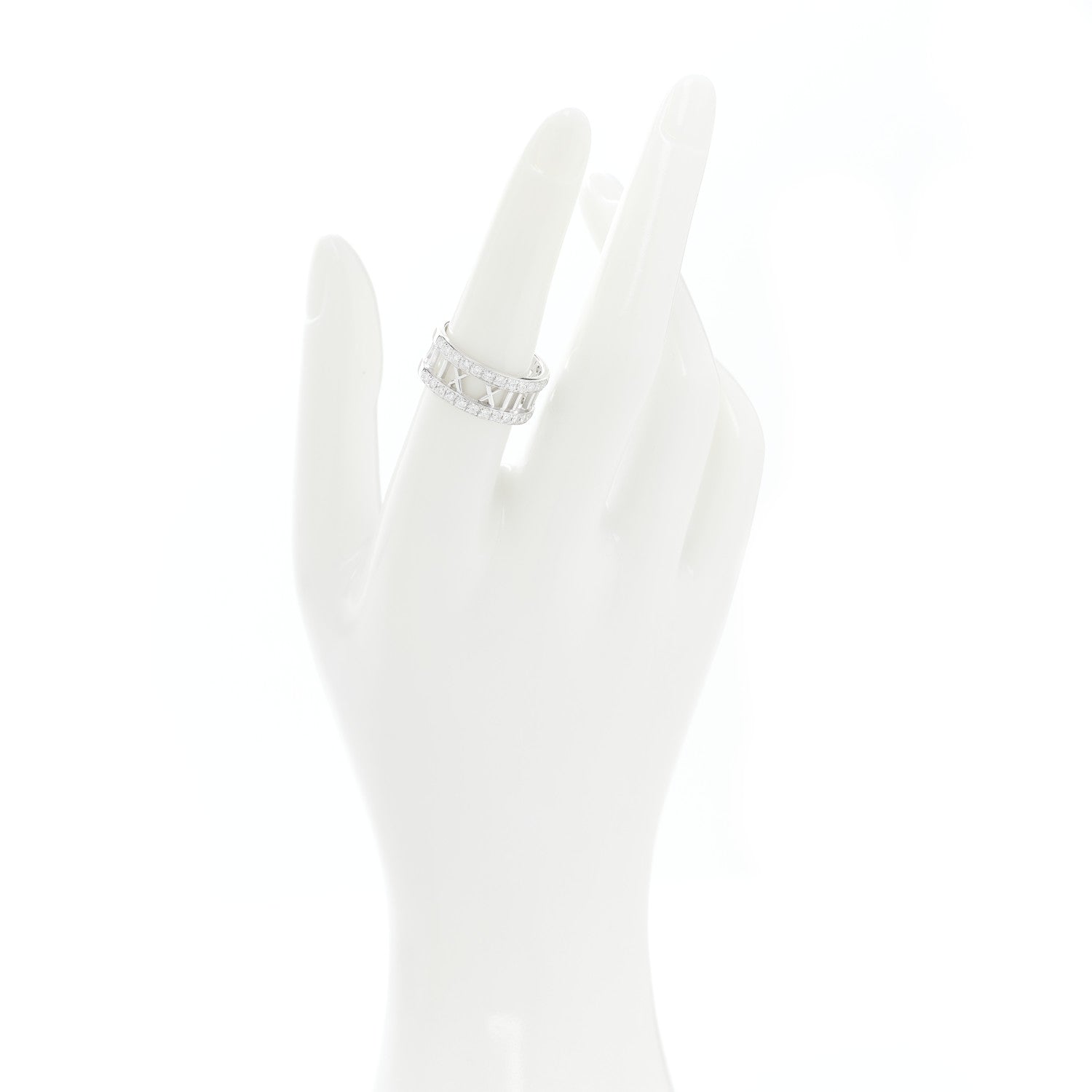 Tiffany 18K White Gold Diamond Wide Atlas Open Ring 54 7 2 of 4