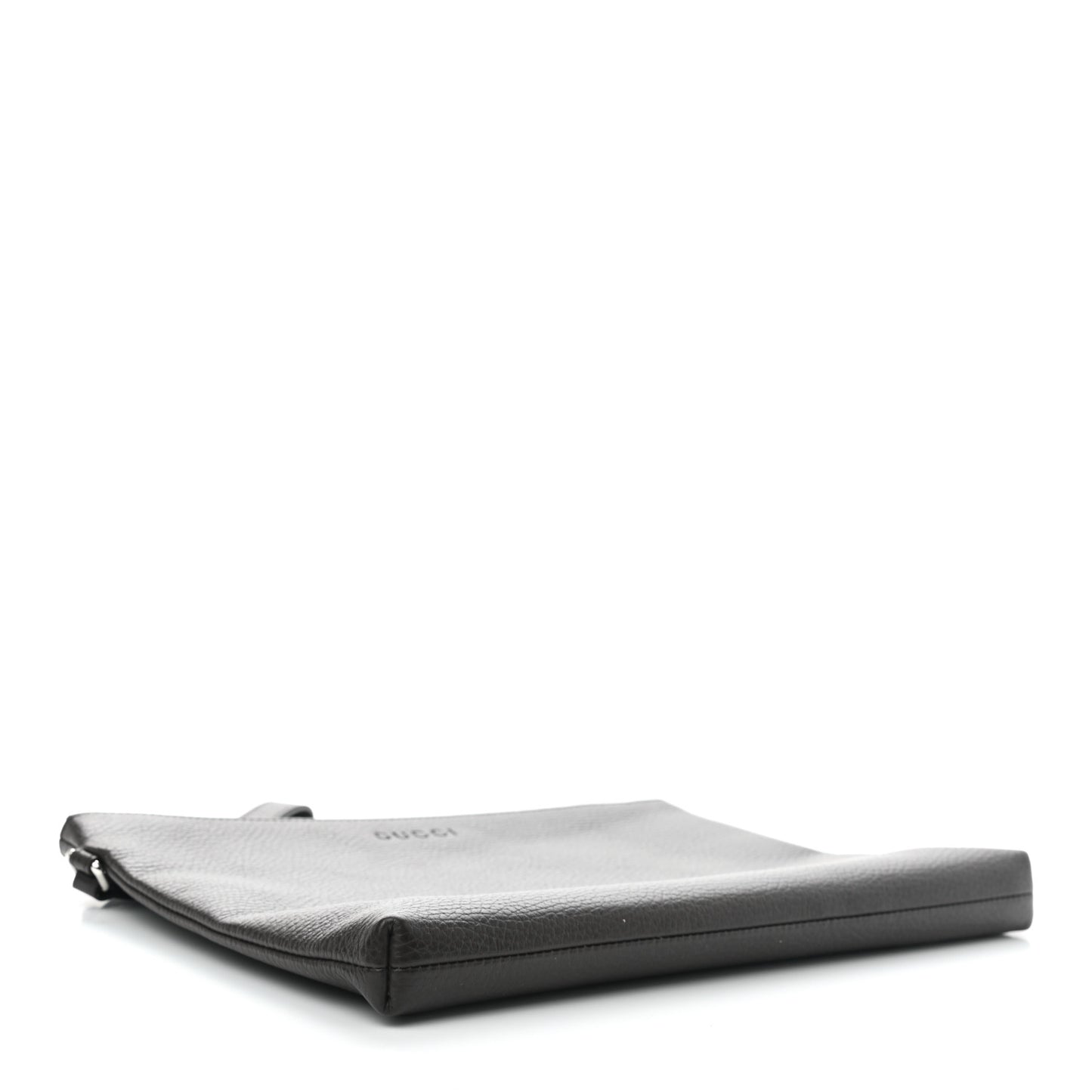 Grained Calfskin Zip Wristlet Pouch Brown