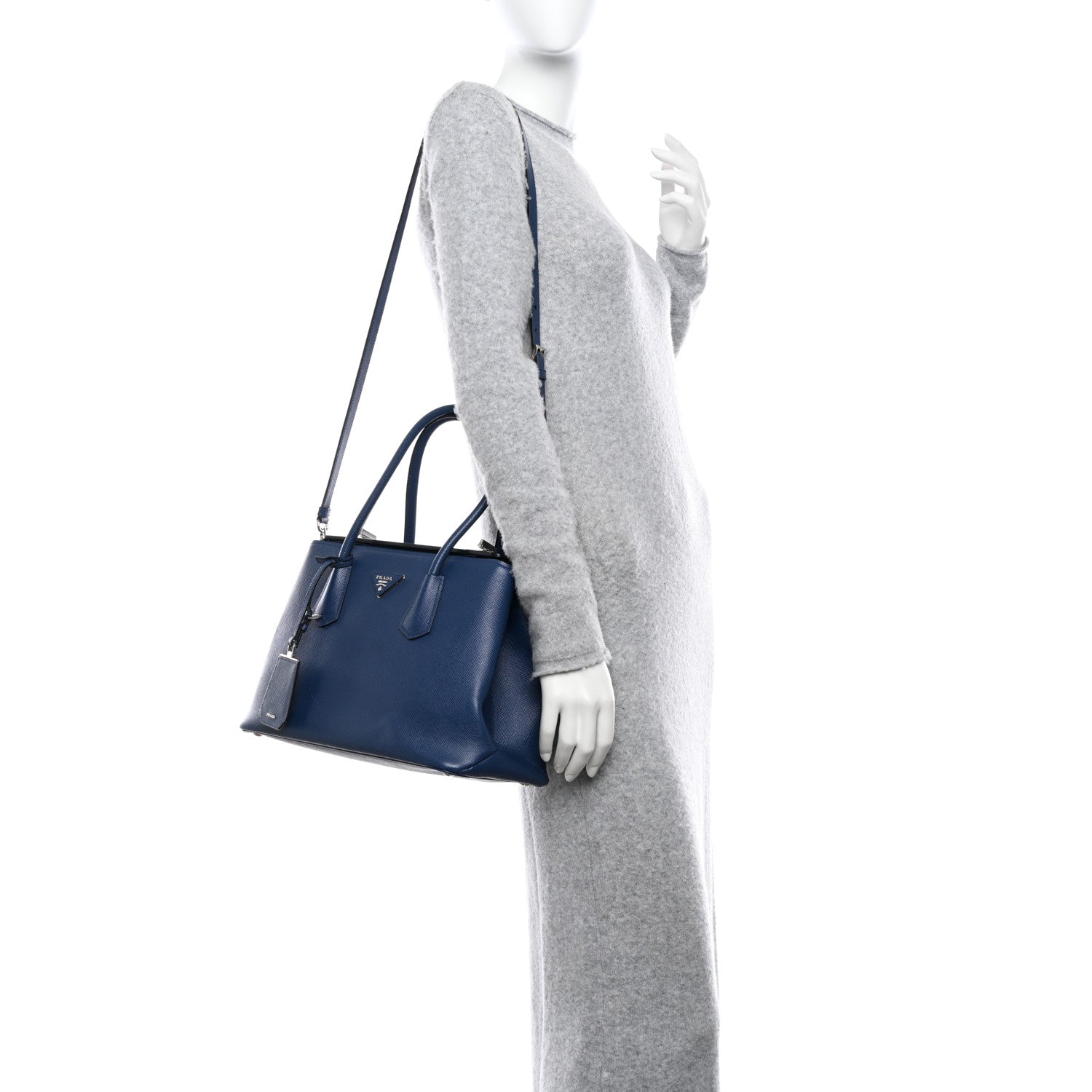 Prada Saffiano Cuir Twin Tote Bleuette 2 of 13