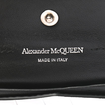 Alexander McQueen Metallic Calfskin Crocodile Embossed Skull Card Case Silver 6 of 8