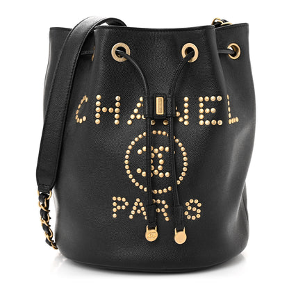 Chanel Caviar Deauville Drawstring Bucket Bag Black 1 of 10