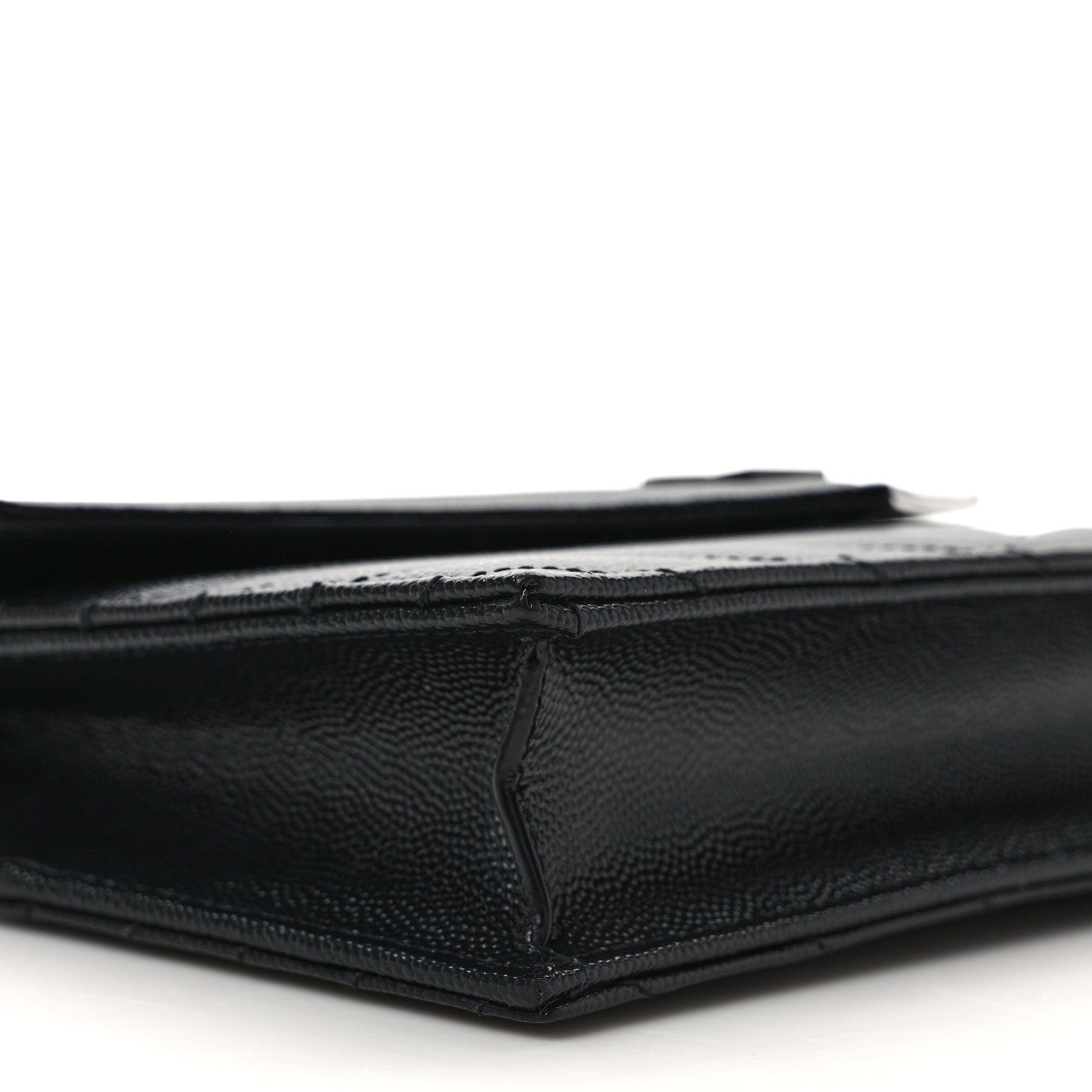 Saint Laurent Grain De Poudre Matelasse Chevron Monogram Monochrome Envelope Chain Wallet Black 7 of 9