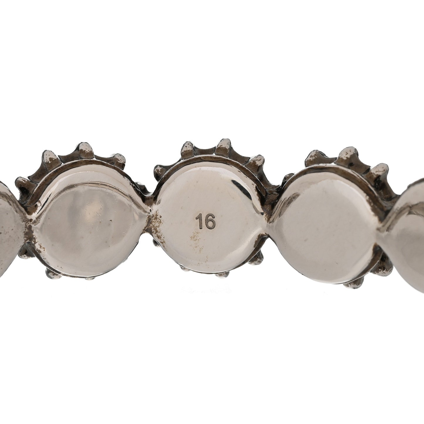 Metal Crystal Feline Cuff 16 Aged Silver Pink
