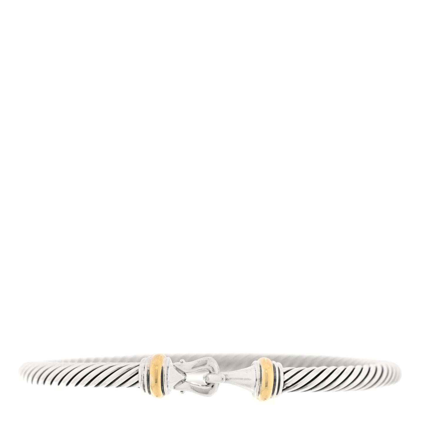Sterling Silver 18K Yellow Gold 5mm Cable Classic Buckle Bracelet