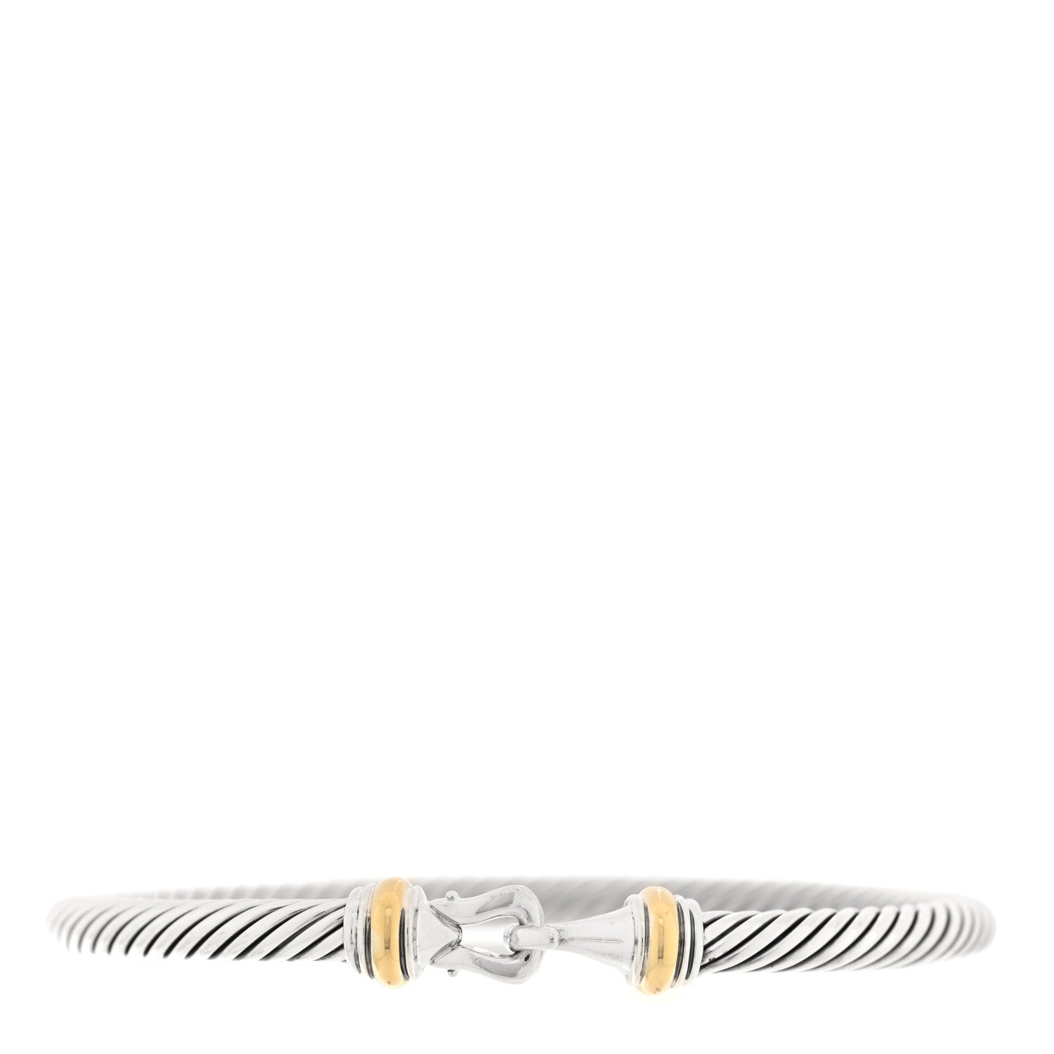 David Yurman Sterling Silver 18K Yellow Gold 5mm Cable Classic Buckle Bracelet 1 of 6