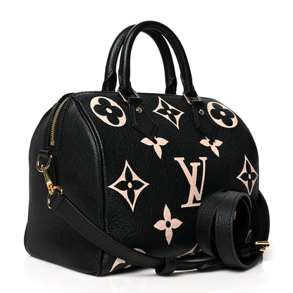 Louis Vuitton Empreinte Monogram Giant Speedy Bandouliere 25 Black Beige 3 of 11