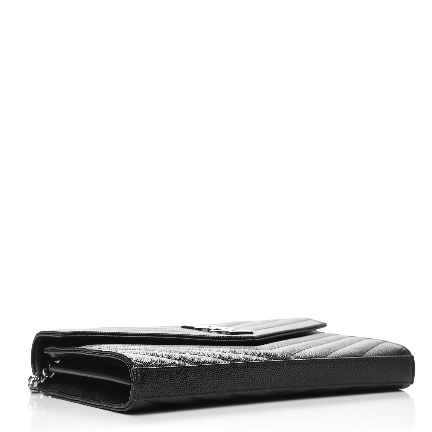 Grain De Poudre Matelasse Chevron Monogram Chain Wallet Black