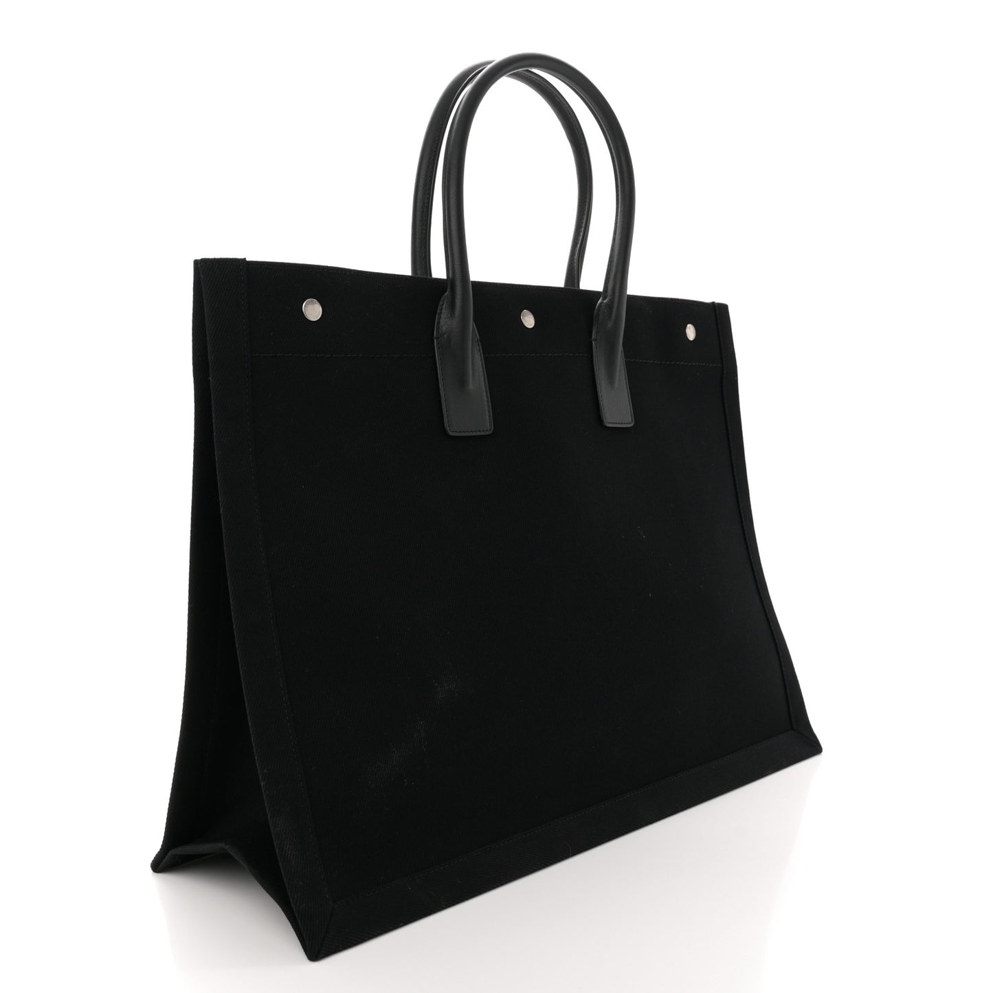 Linen Calfskin Rive Gauche Tote Black