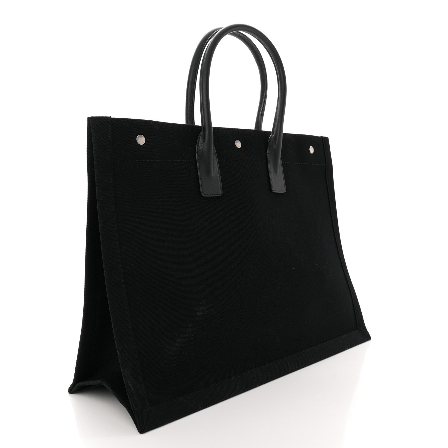 Saint Laurent Linen Calfskin Rive Gauche Tote Black 3 of 12