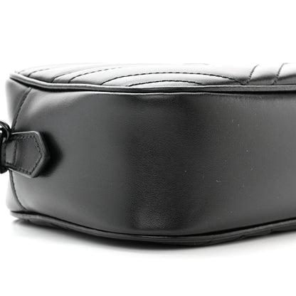 Gucci Calfskin Matelasse Monochrome Small GG Marmont Chain Shoulder Bag Black 10 of 11