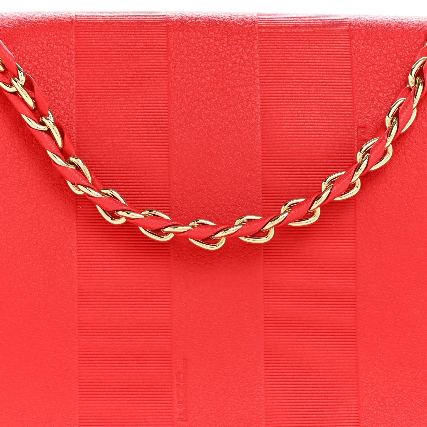 Grained Calfskin Pequin Embossed Medium Claudia Shoulder Bag Red