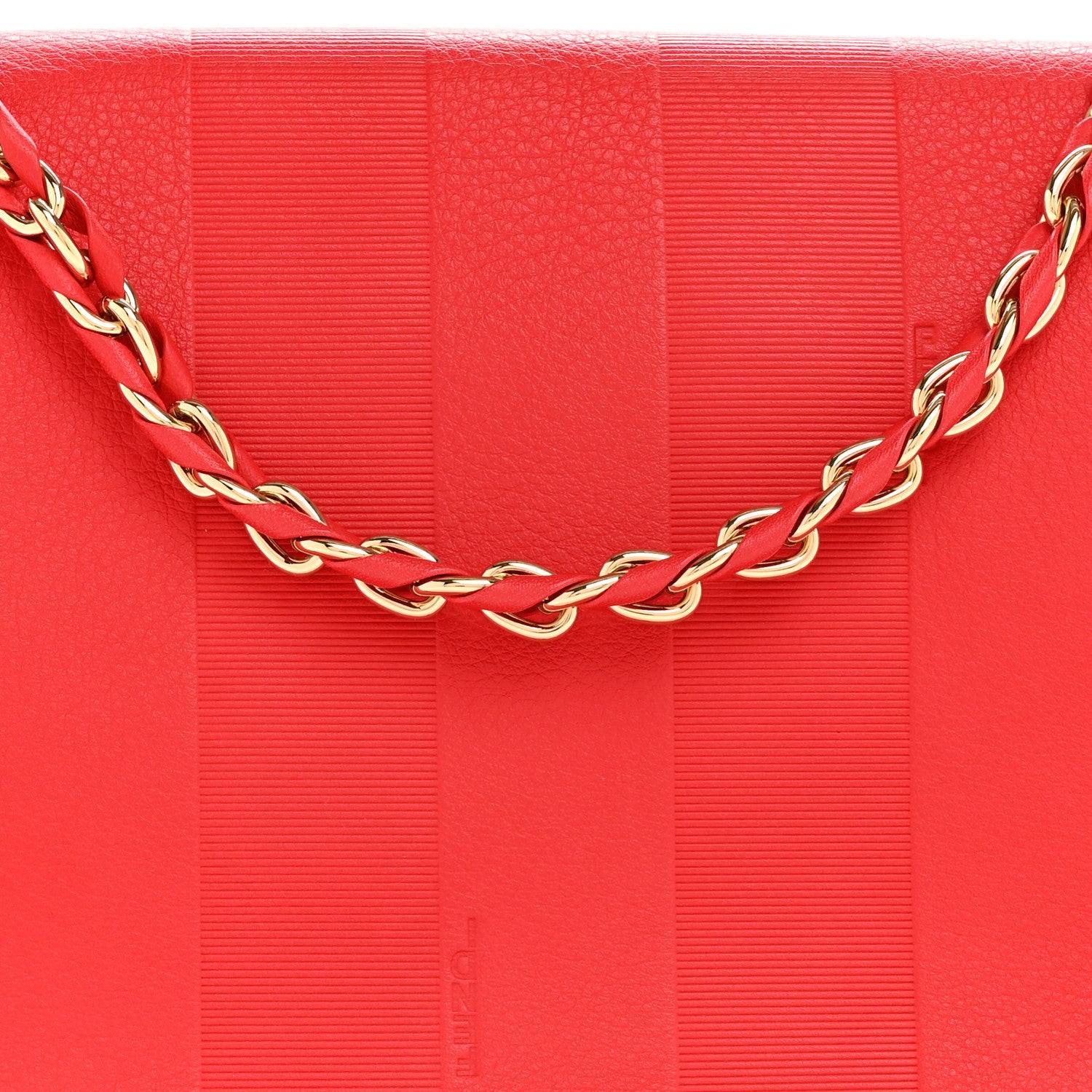 Fendi Grained Calfskin Pequin Embossed Medium Claudia Shoulder Bag Red 8 of 11