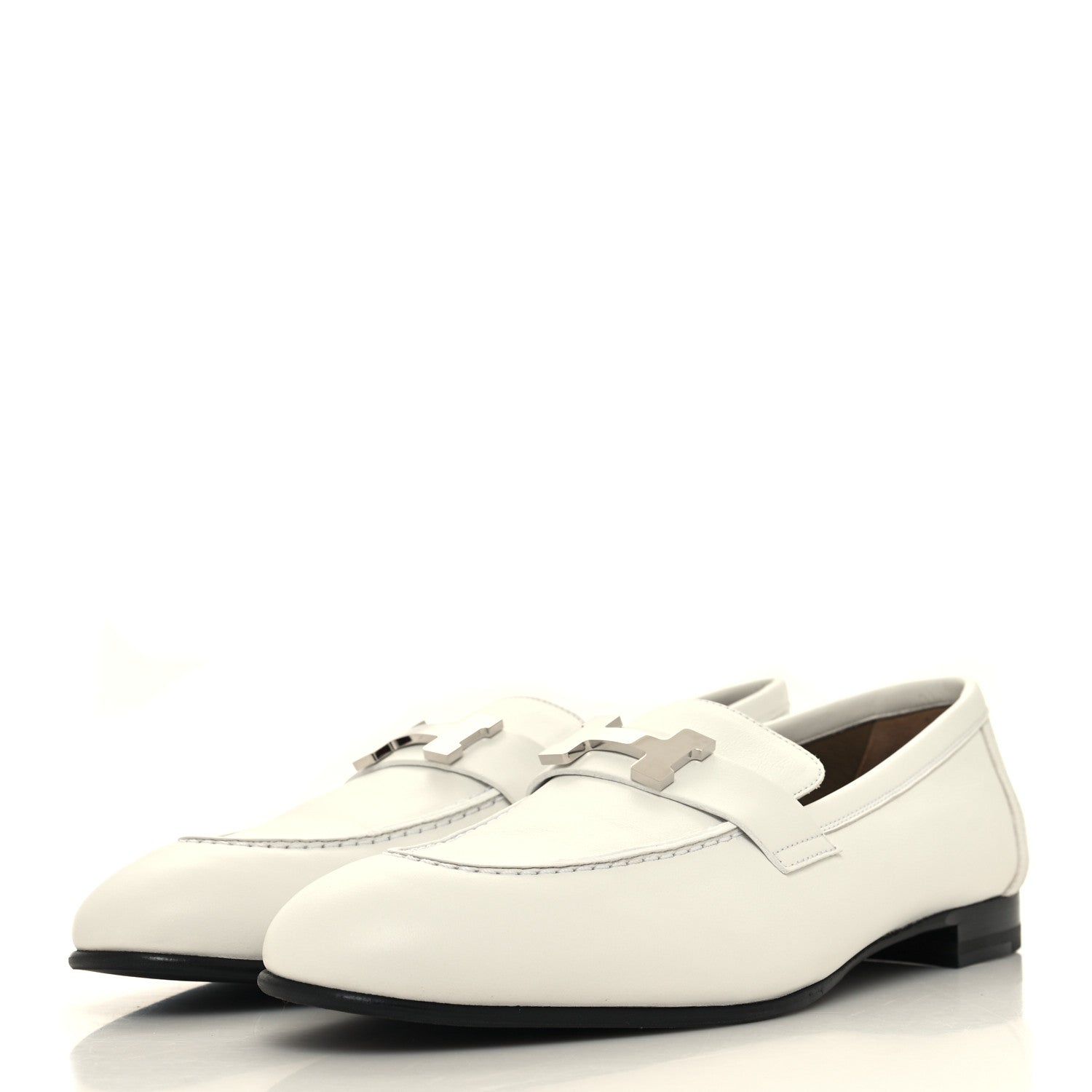 Hermes Calfskin Womens Paris Loafers 39.5 White 3 of 9