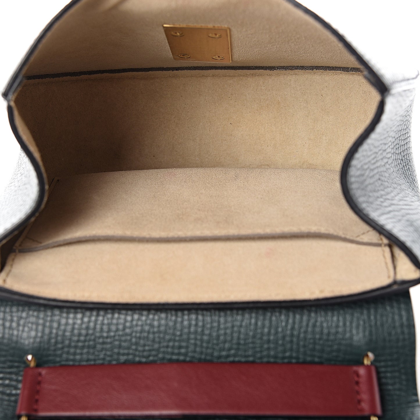 Grained Calfskin Lambskin Bi-Color Drew Shoulder Bag Plum Purple Green