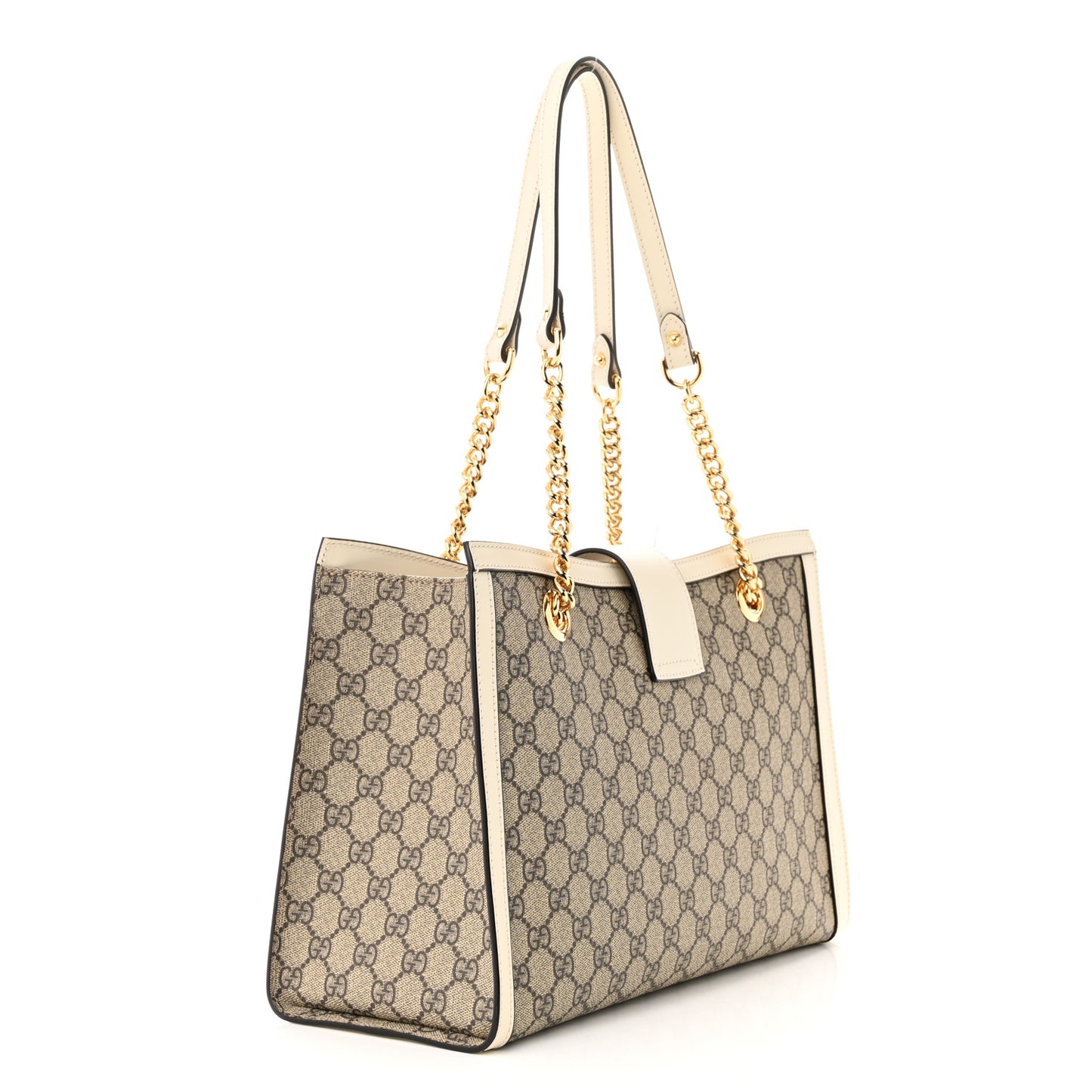 GG Supreme Monogram Medium Padlock Tote White