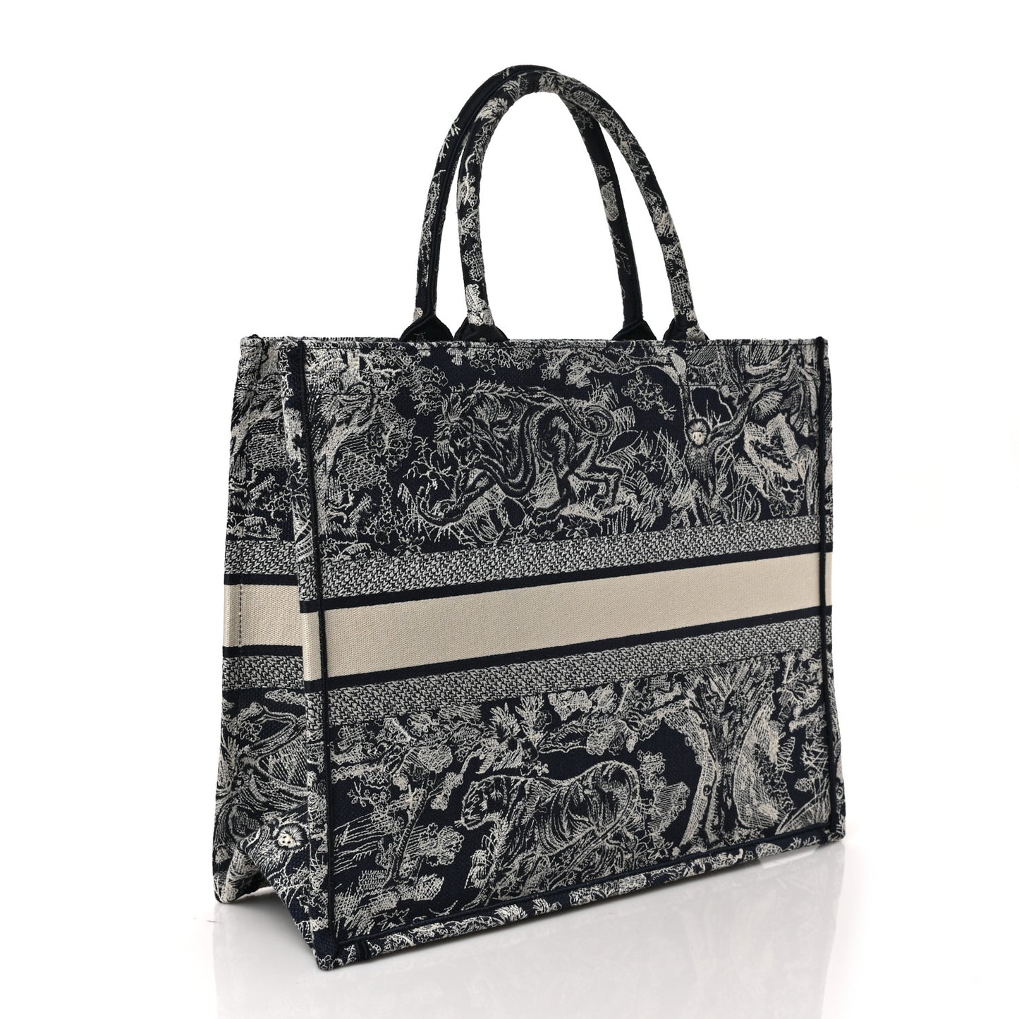 Canvas Embroidered Large Dioriviera Toile De Jouy Reverse Book Tote Blue