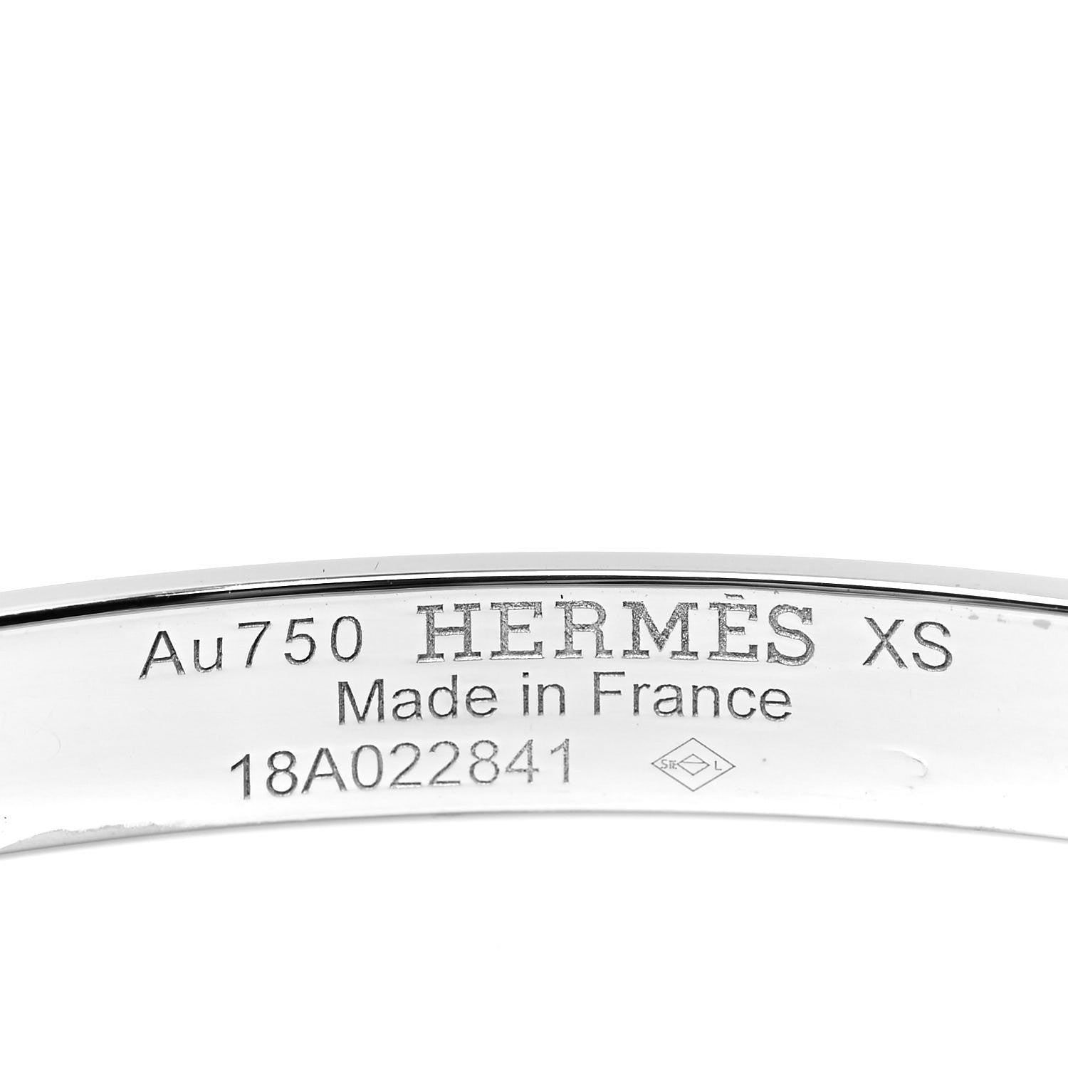 Hermes 18K White Gold Pink Rhodolite PM Kelly Bracelet XS 4 of 4