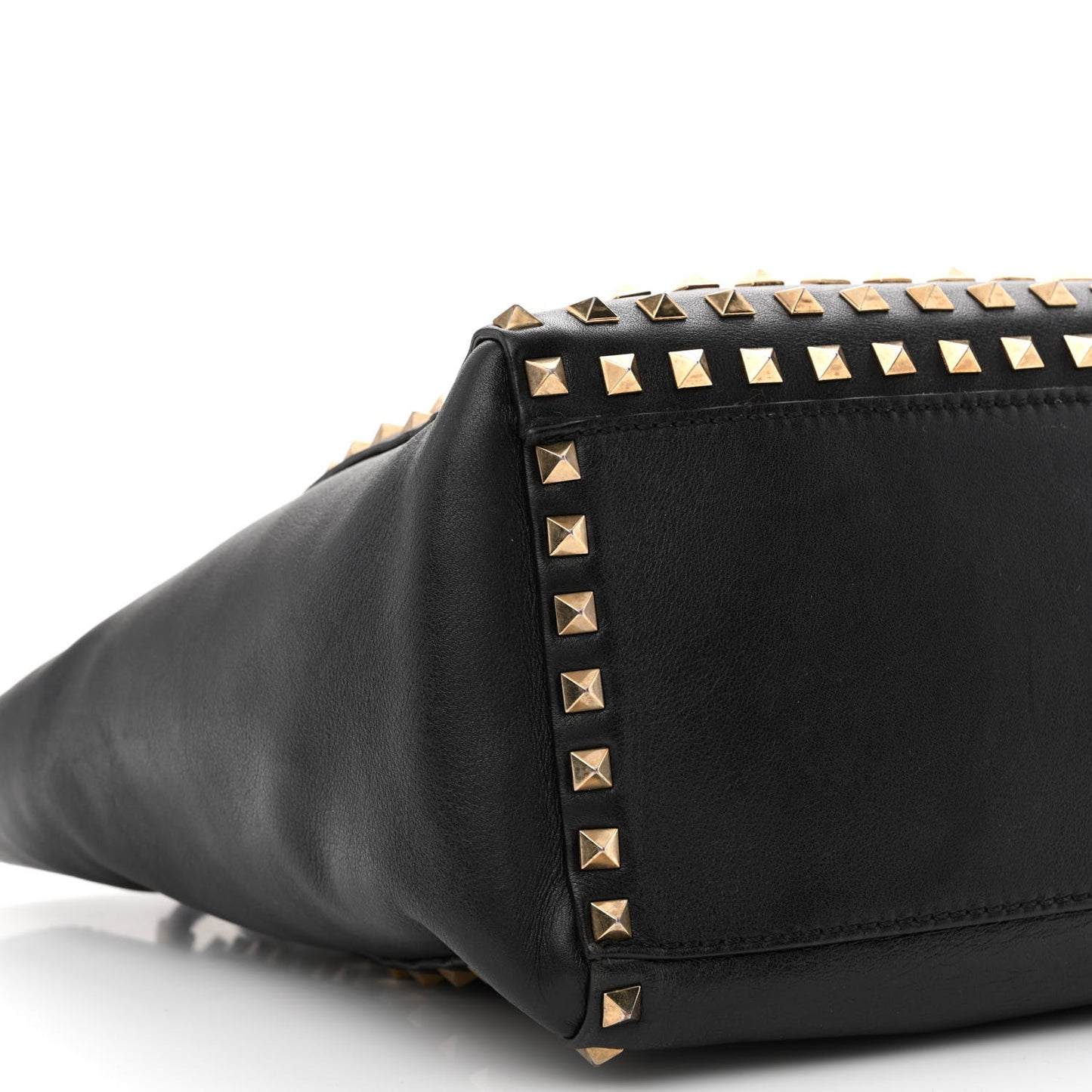 Calfskin Small Rockstud All Over Double Handle Tote Black