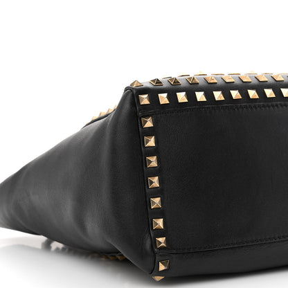 Valentino Garavani Calfskin Small Rockstud All Over Double Handle Tote Black 9 of 14