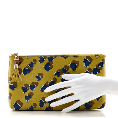 Gucci Calfskin Heartbeat Print Large Pouch Yellow Multicolor 2 of 11