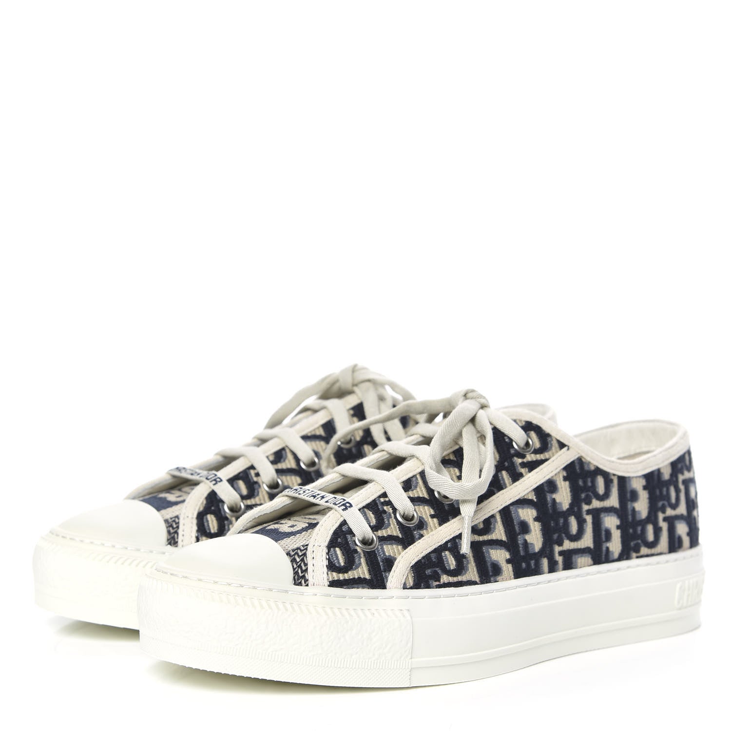 Christian Dior Canvas Oblique Walk'N'Dior Low Top Sneakers 38.5 Deep Blue 3 of 7