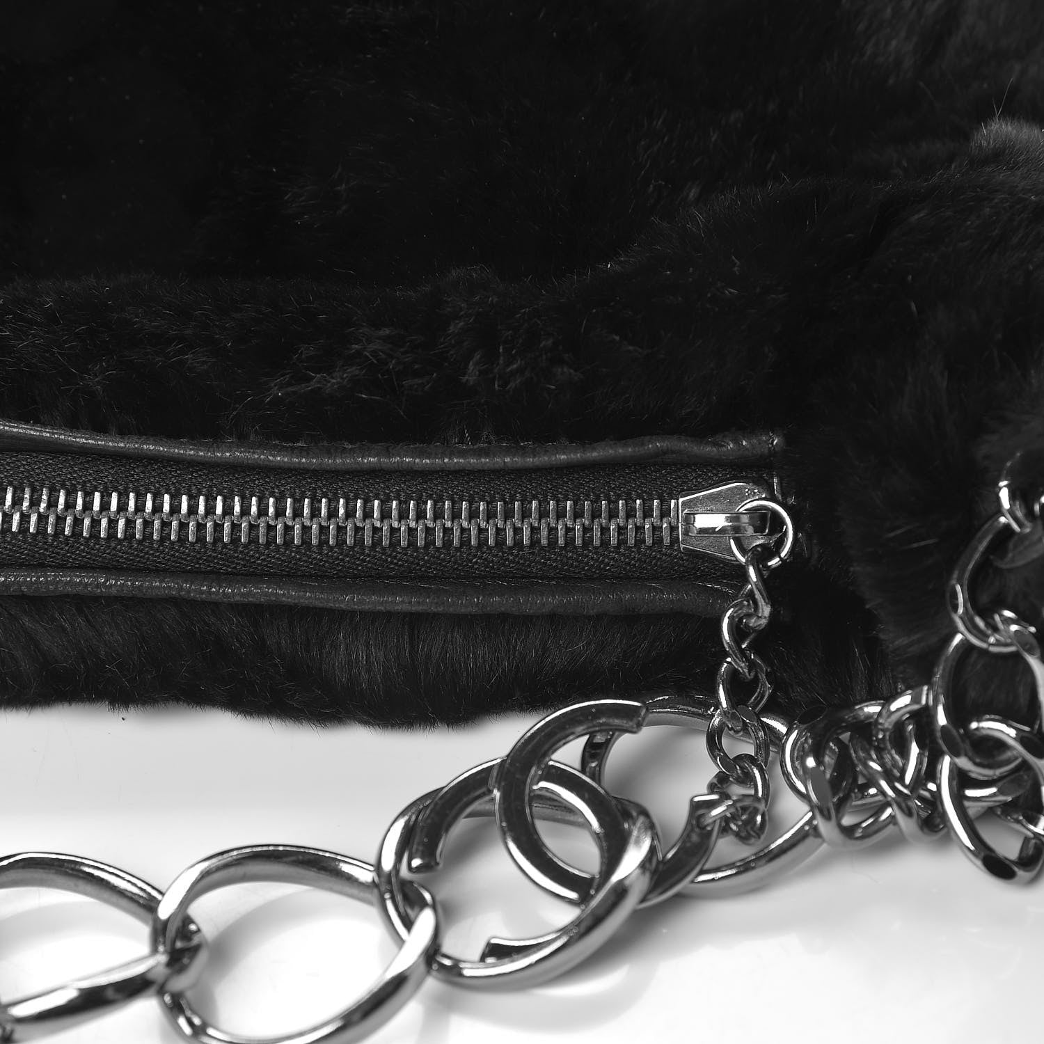 Chanel Lapin Rabbit Fur Shoulder Bag Black 9 of 12